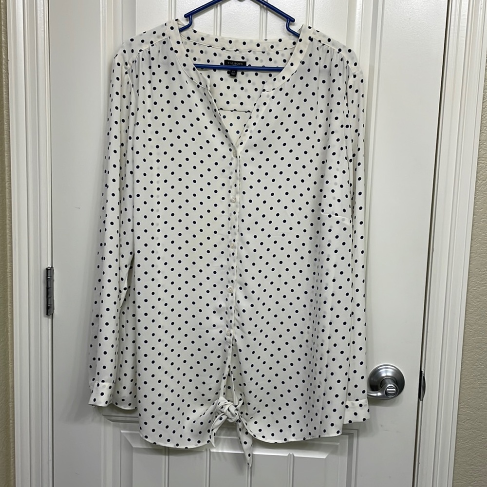 Talbots | Ivory polka dot blouse size 2Xā